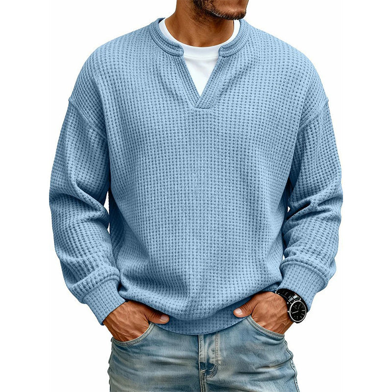 Layered Comfortable Waffle Sweater