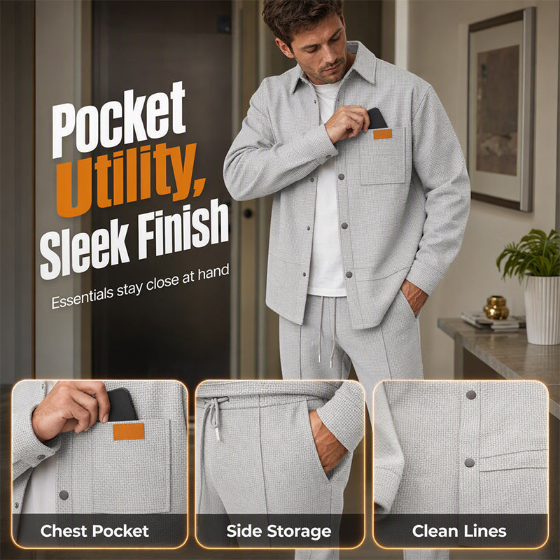 Texture Meets Utility | Men's 2-Piece Lounge Set with Functional Pockets