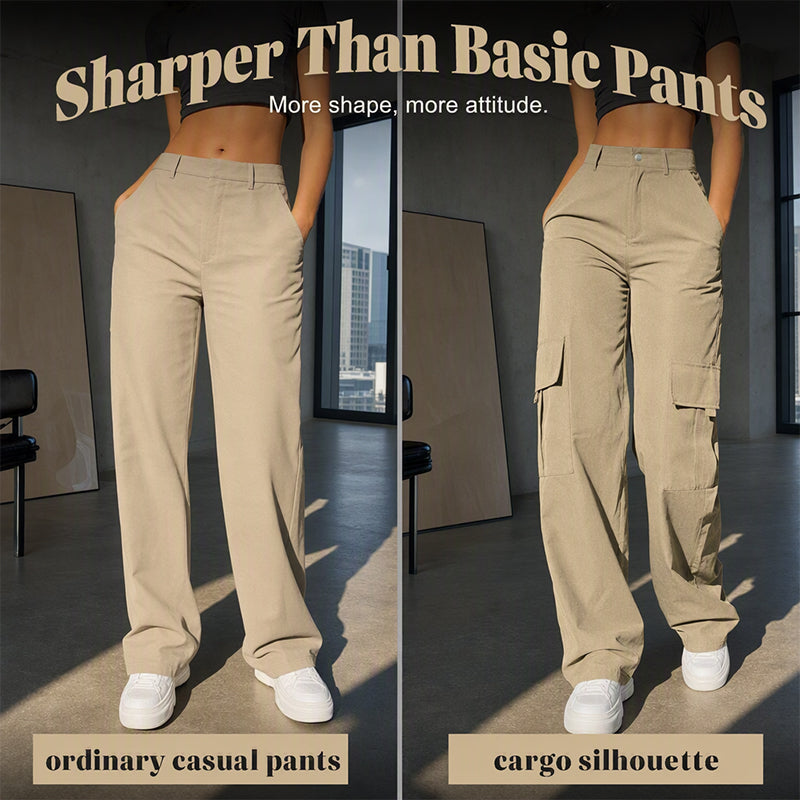 More Pockets, Easy Movement | Women's High-Waist Straight-Leg Cargo Pants
