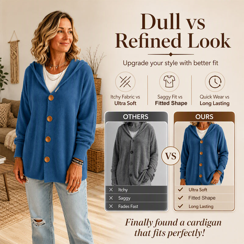 Women's Hooded Relaxed-Fit Knit Cardigan