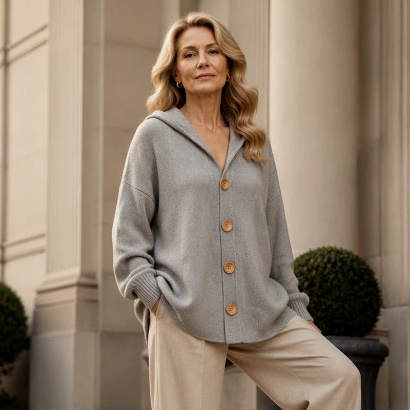Women's Hooded Relaxed-Fit Knit Cardigan