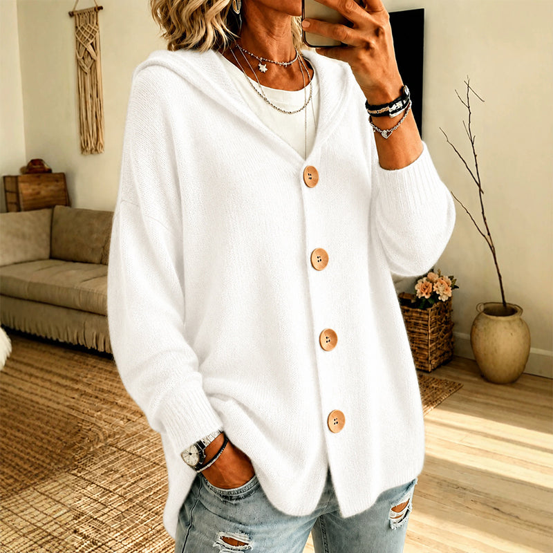 Women's Hooded Relaxed-Fit Knit Cardigan