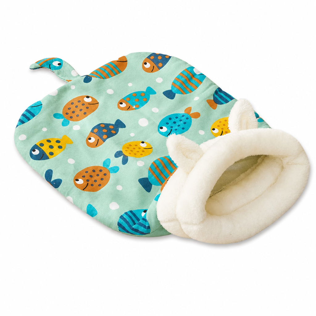 Semi-Enclosed Warm Sleeping Bag, Soft Deep Sleep Cave Bed for Pets with Blanket for Cats and Small Dogs