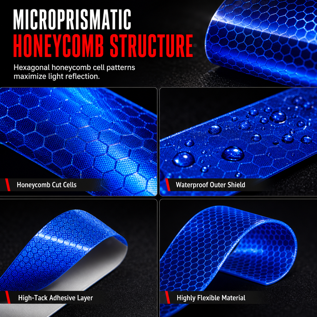 Ultra Bright Reflective Bumper Strips – Hexagonal Prism, Weather Resistant