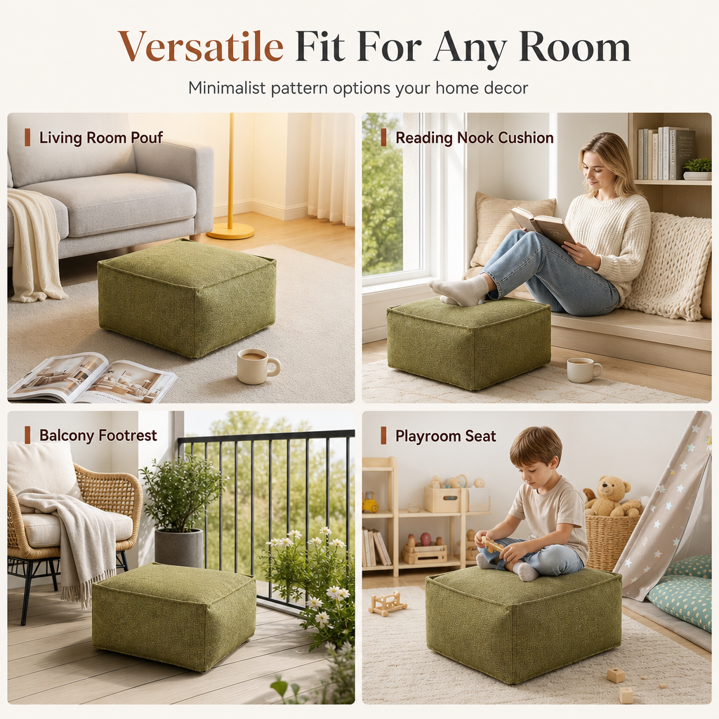 Storage Stool Cover: Fill with Clothes, Wide Zipper, Washable, 45x45x23cm