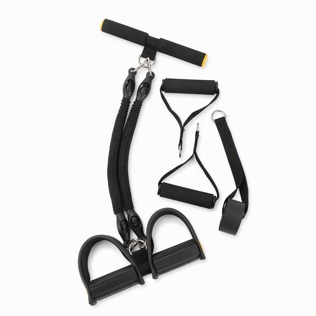 Pedal Resistance Band – 4 Resistance Levels, Reinforced Carabiners & Full-Body Home Workouts