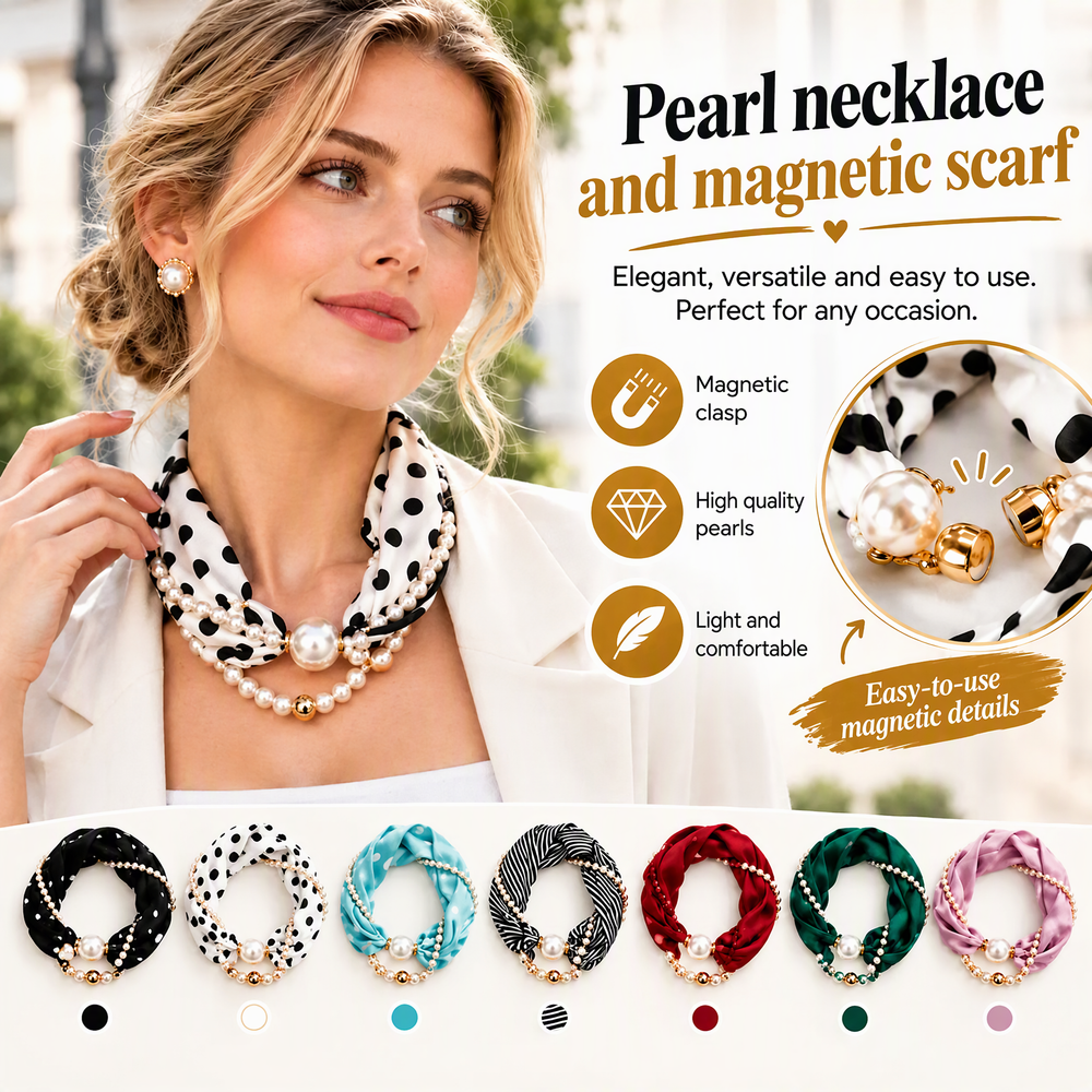 Pearl Necklace and Magnetic Scarf