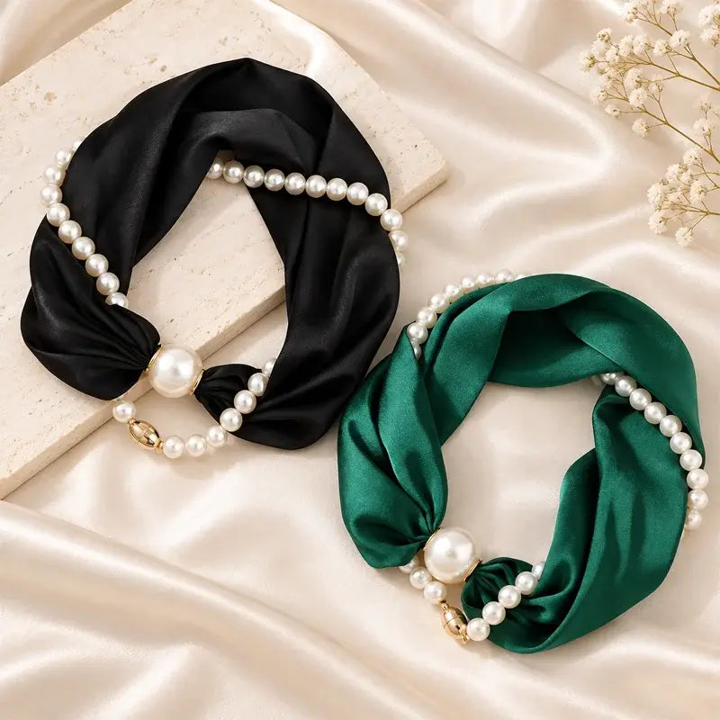 Pearl Necklace and Magnetic Scarf