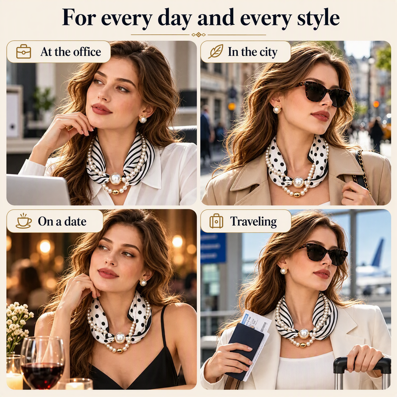 Pearl Necklace and Magnetic Scarf