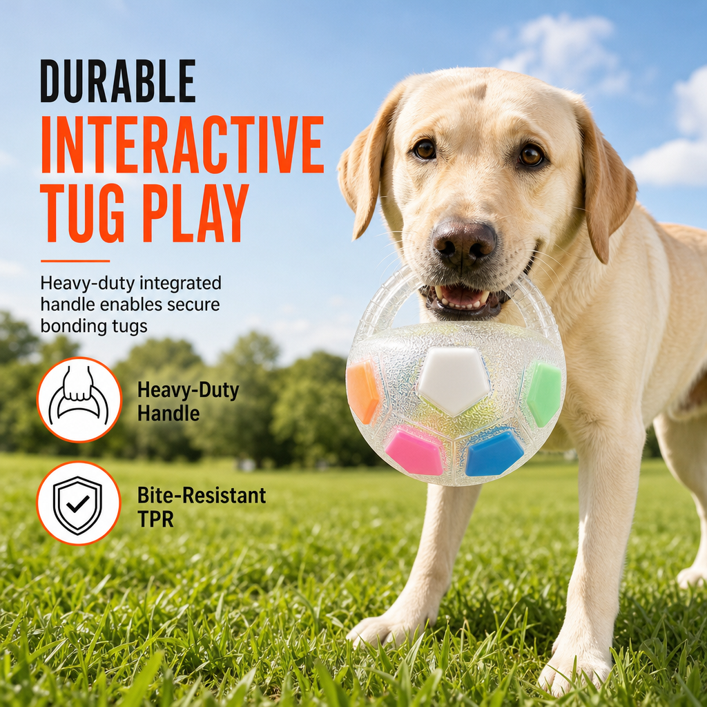 Interactive Football Dog Toy with Grip Handles