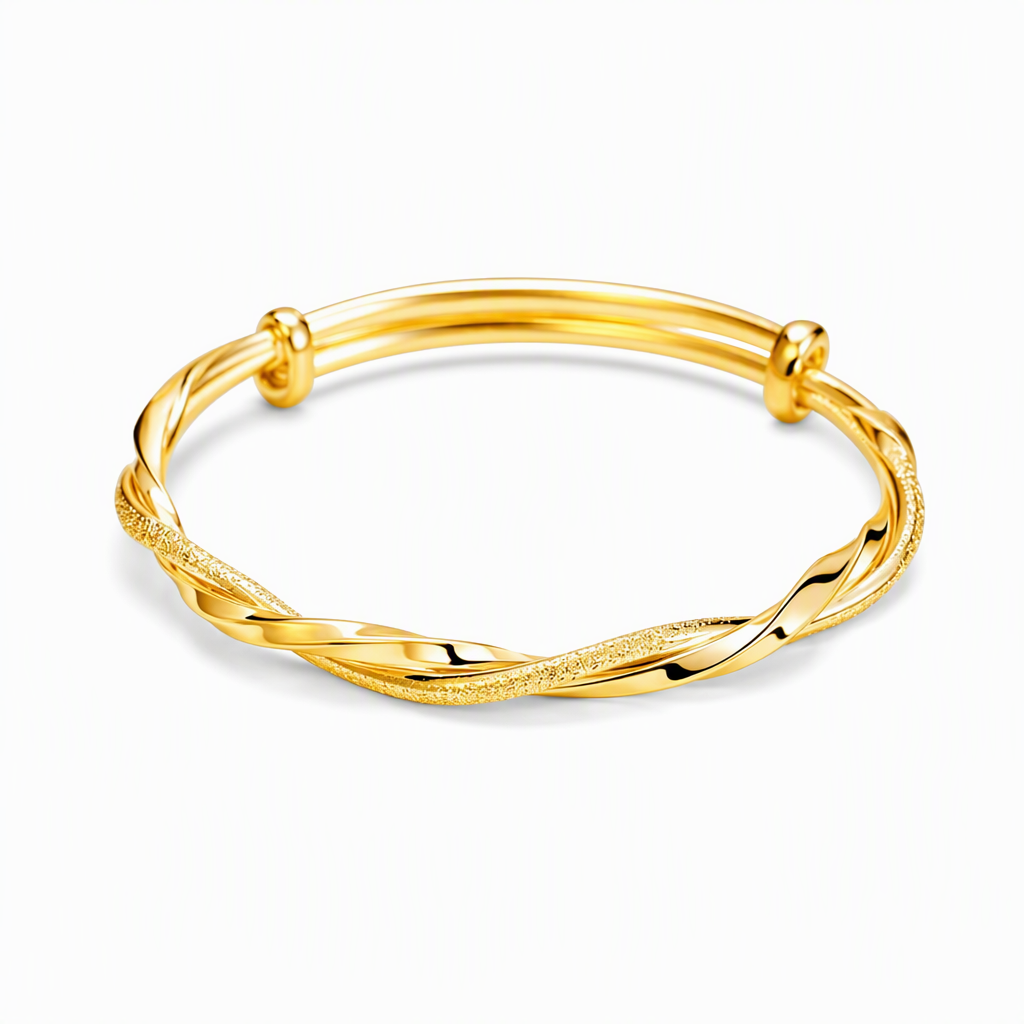 Infinite Mobius Twist Bangle - Smooth Sliding Adjustable Clasp & Dual Textured Premium Shine