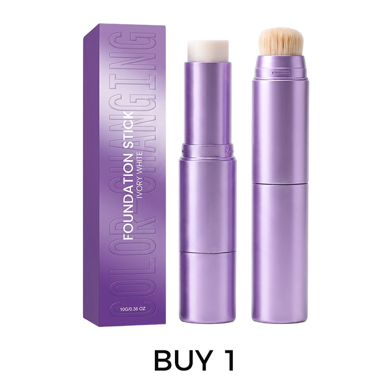 2-in-1 Color-Changing Foundation Stick โ Built-In Brush, Smooth Buildable Coverage & Easy On-the-Go Makeup