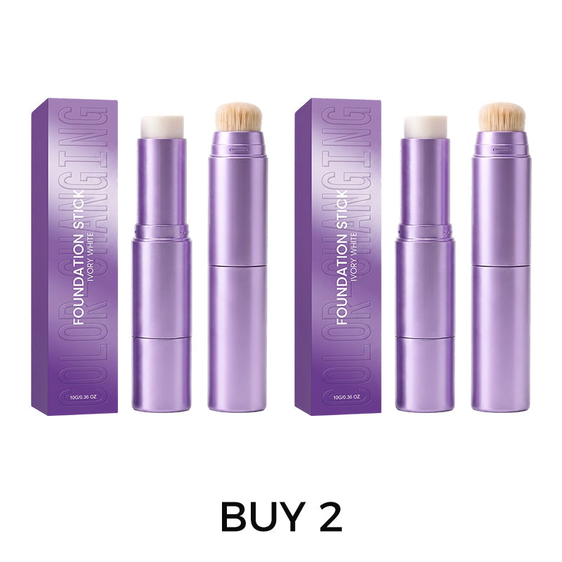 2-in-1 Color-Changing Foundation Stick โ Built-In Brush, Smooth Buildable Coverage & Easy On-the-Go Makeup