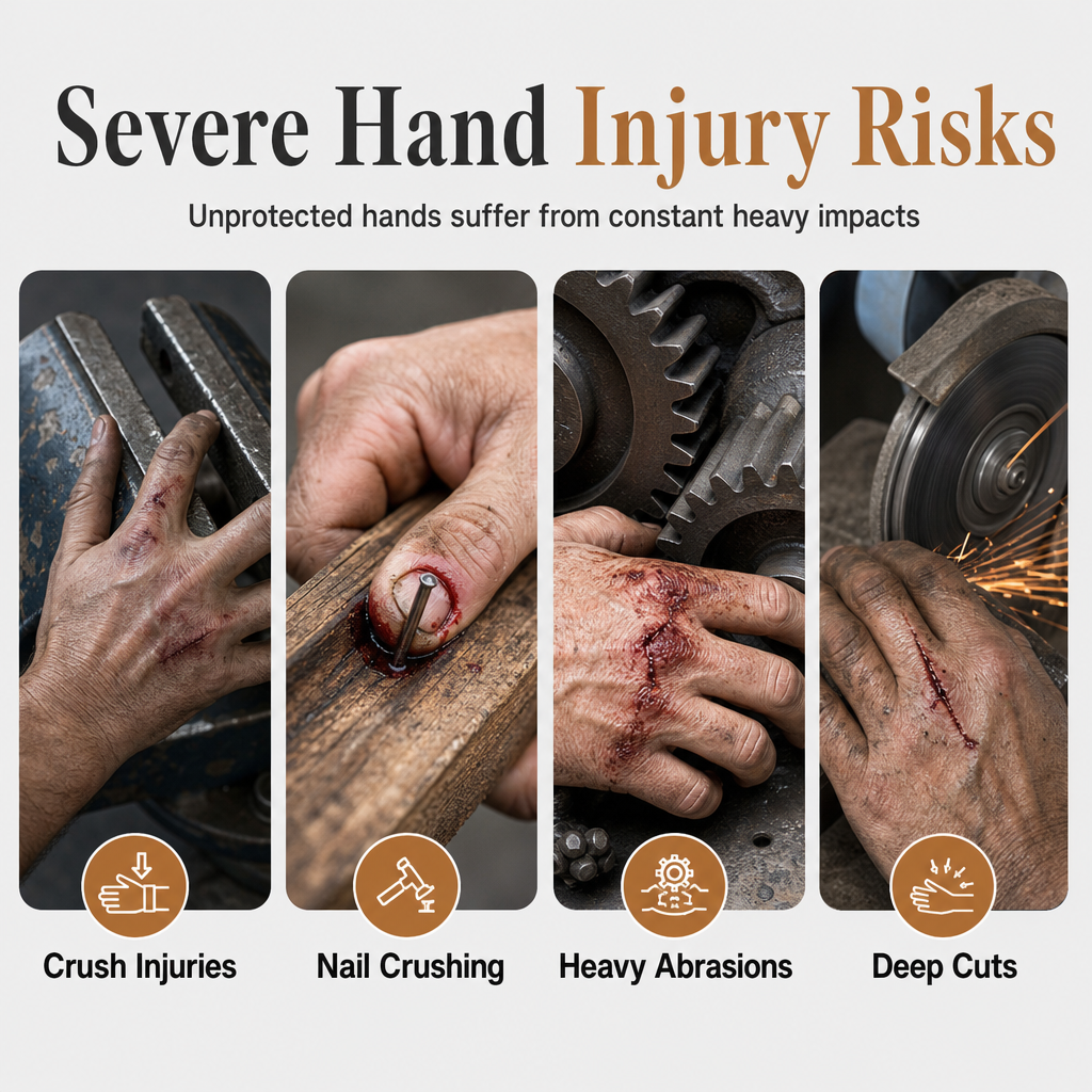 Thickened Impact Resistant Work Gloves | Heavy Duty Safety Gloves, Shock & Wear Protection for Mechanics & Construction