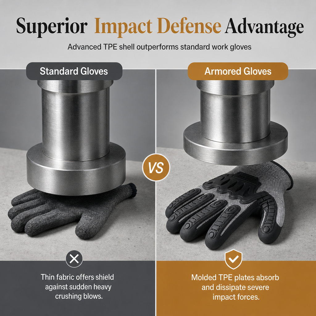 Thickened Impact Resistant Work Gloves | Heavy Duty Safety Gloves, Shock & Wear Protection for Mechanics & Construction