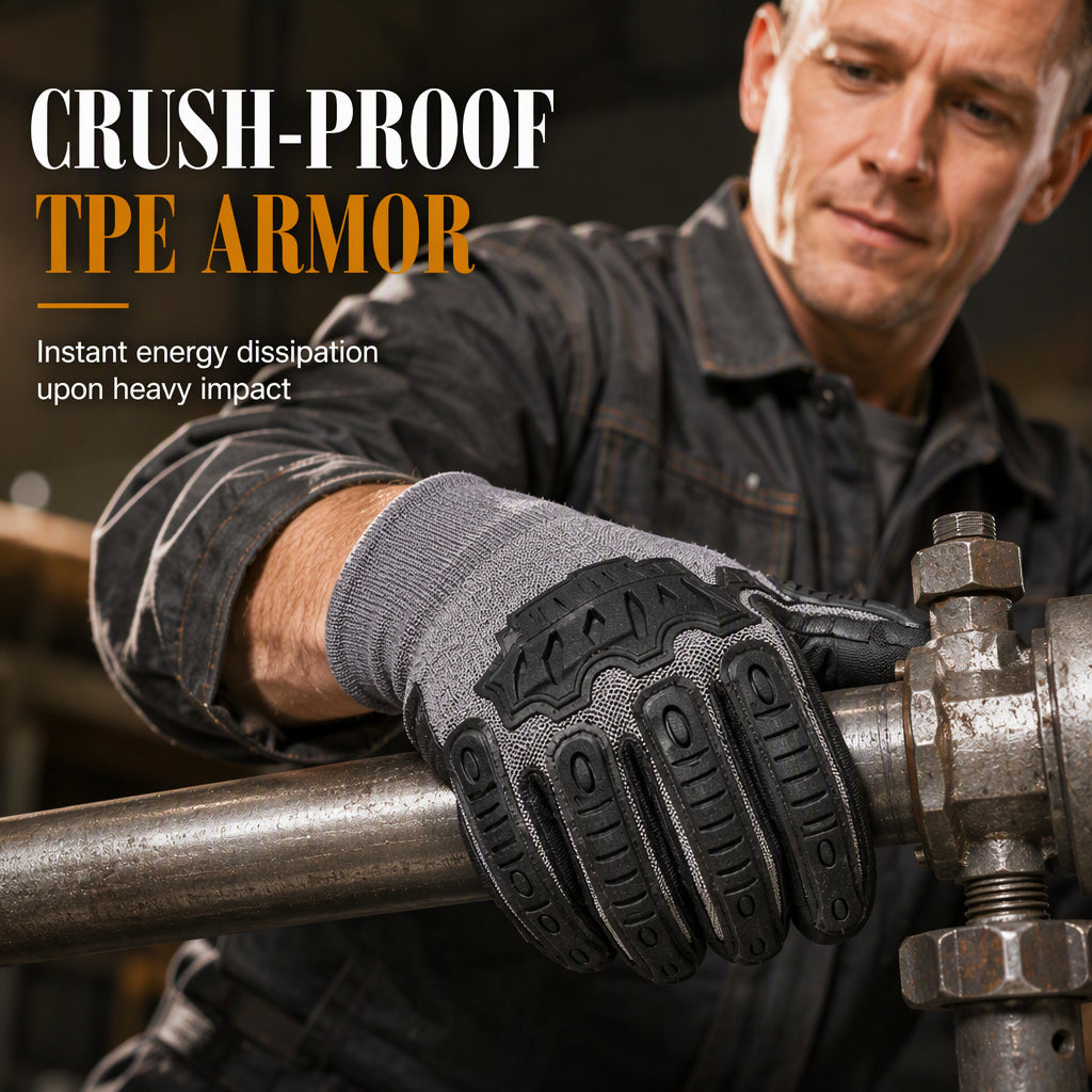 Thickened Impact Resistant Work Gloves | Heavy Duty Safety Gloves, Shock & Wear Protection for Mechanics & Construction