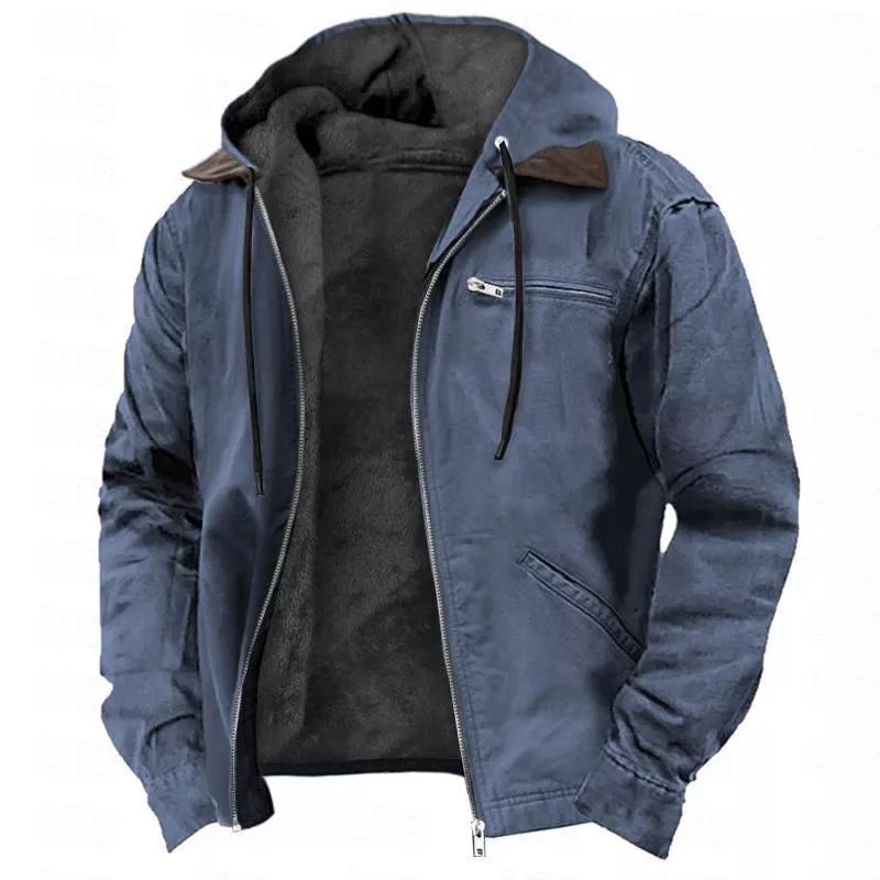 Men's Plush-Lined Hooded Work Jacket