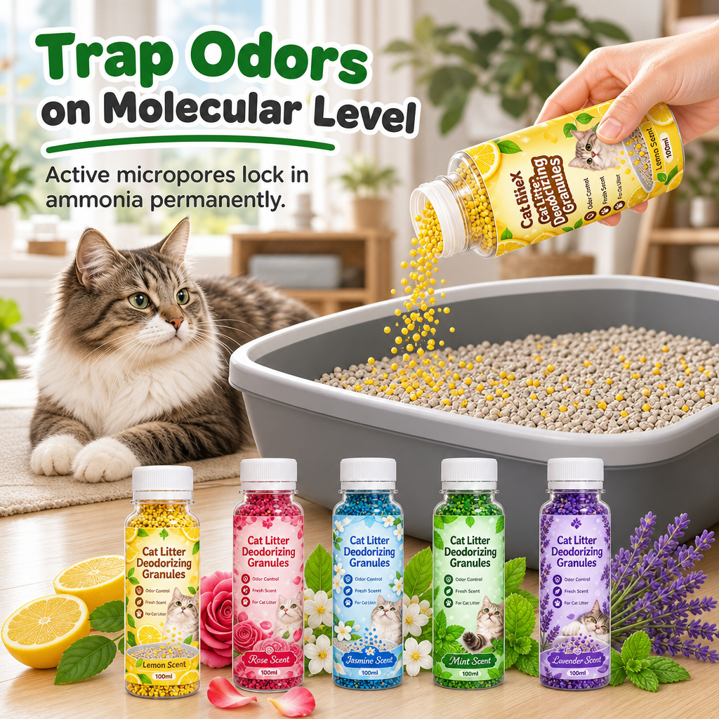 Cat Litter Deodorizing Granules – Easy Sprinkle-On Odor Control in Five Fresh Scents