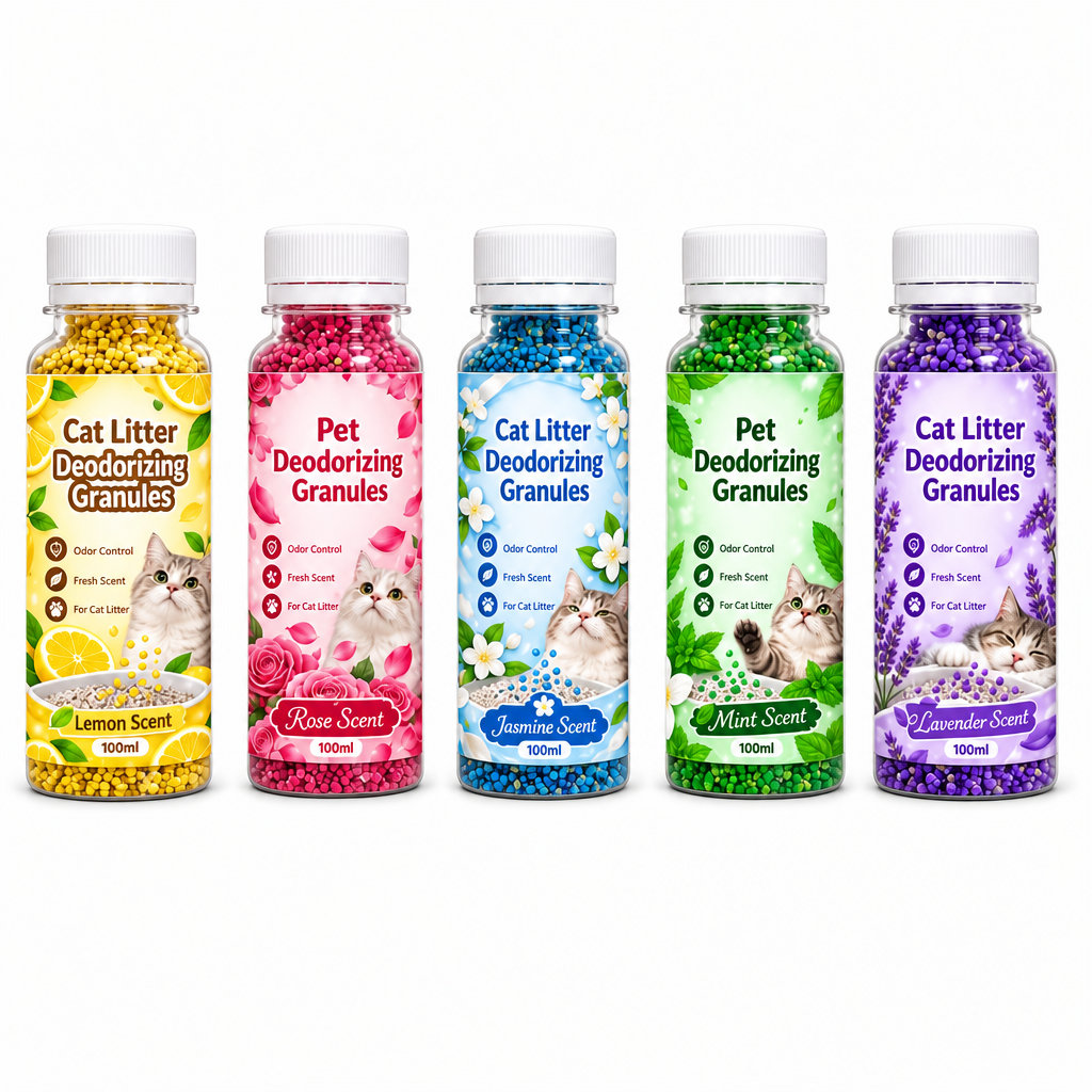 Cat Litter Deodorizing Granules – Easy Sprinkle-On Odor Control in Five Fresh Scents