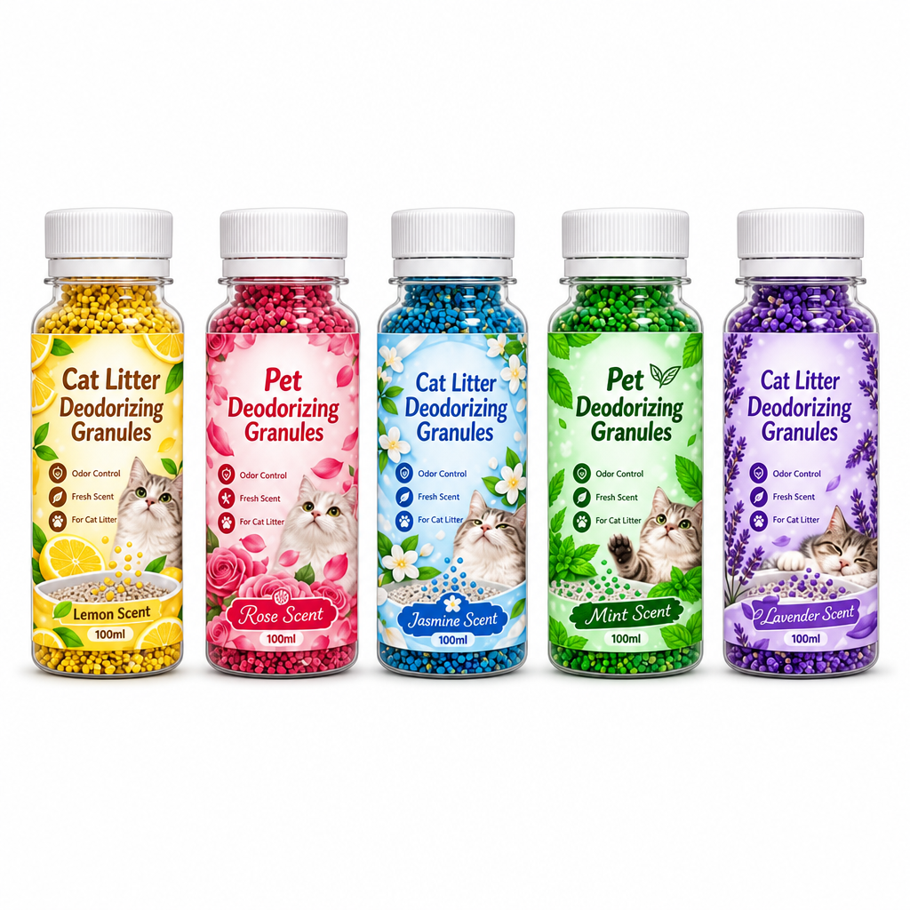 Cat Litter Deodorizing Granules – Easy Sprinkle-On Odor Control in Five Fresh Scents