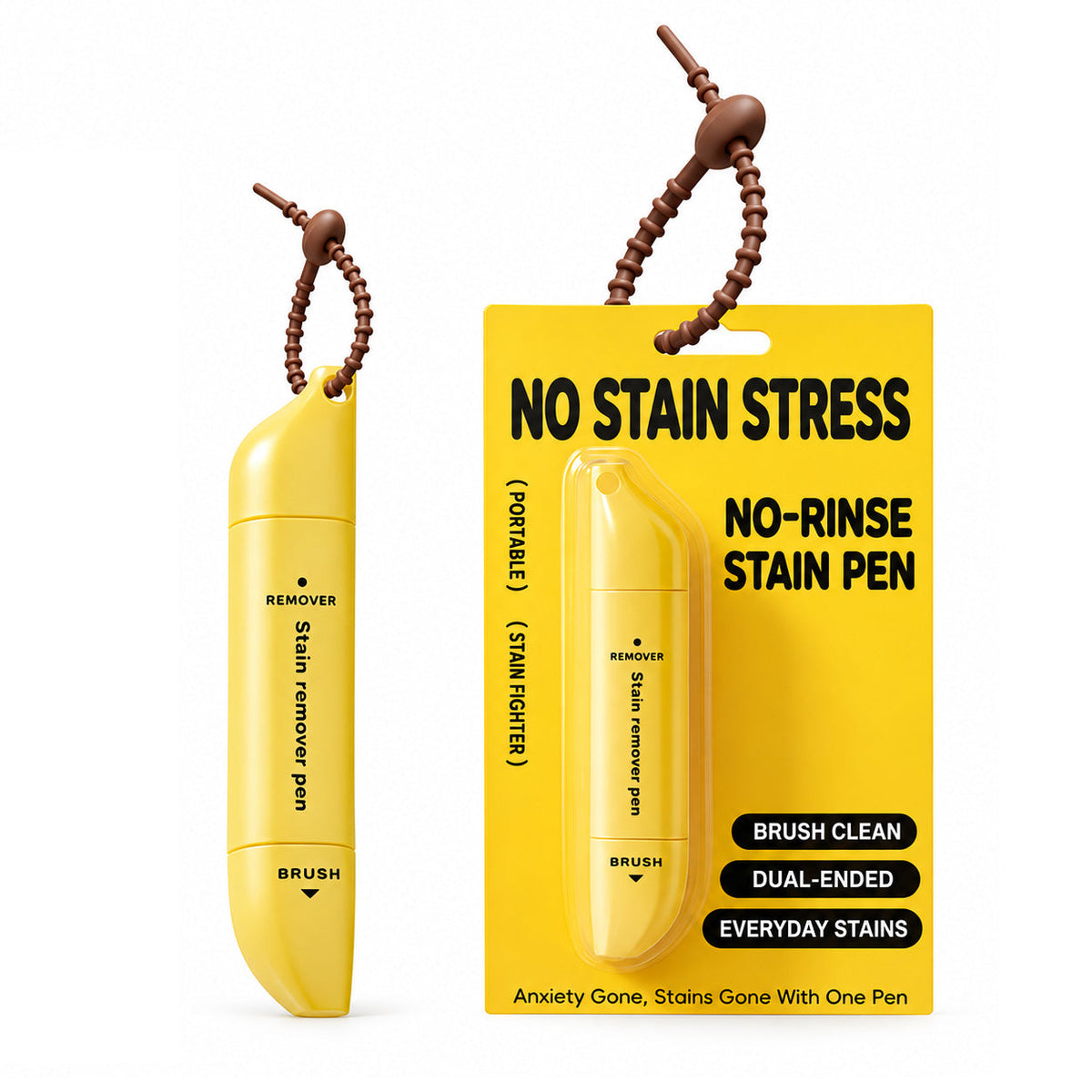 Portable Dual-Head Stain Removal Pen – Rollerball and Silicone Brush, Spot Cleaning & Water-Free – Perfect for Travel, Dinners and Everyday Use