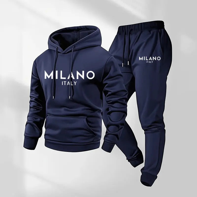 Fleece-Lined Graphic Hoodie & Jogger Set