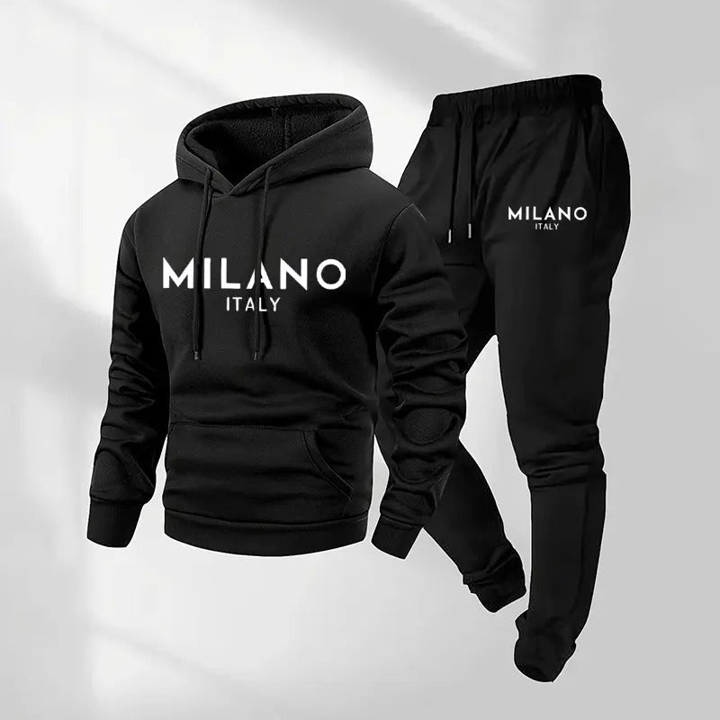 Fleece-Lined Graphic Hoodie & Jogger Set