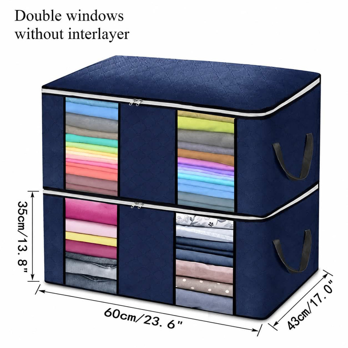 2-Pack: 90L Clothes and Blanket Storage Bags with Clear Windows