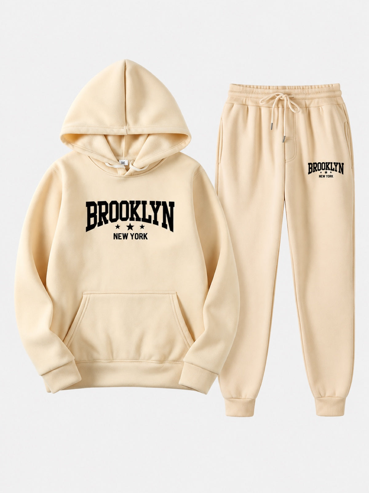 Fleece-Lined Graphic Hoodie & Jogger Set