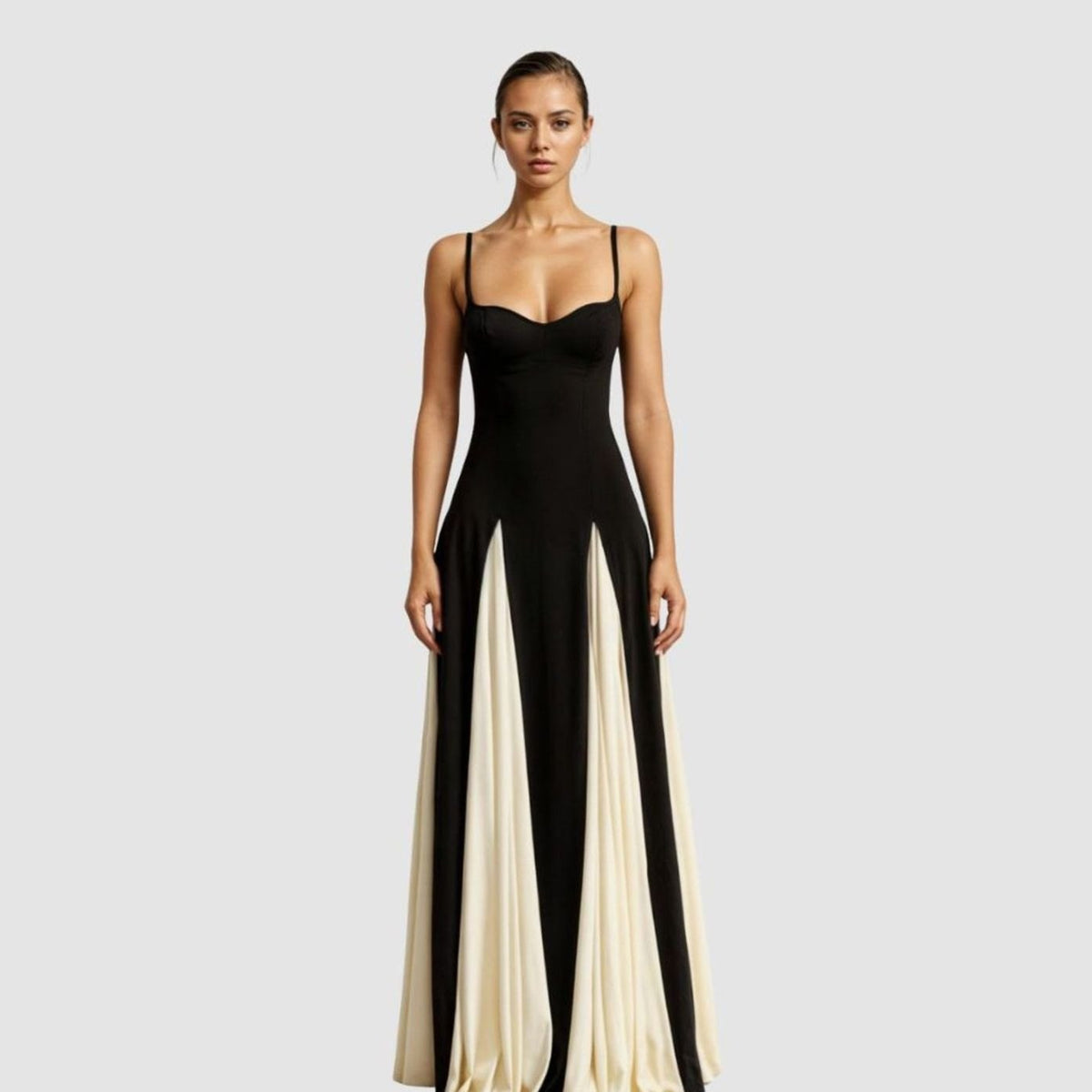 Women's Formal Maxi Gown Sweetheart Two-Tone Flared Skirt