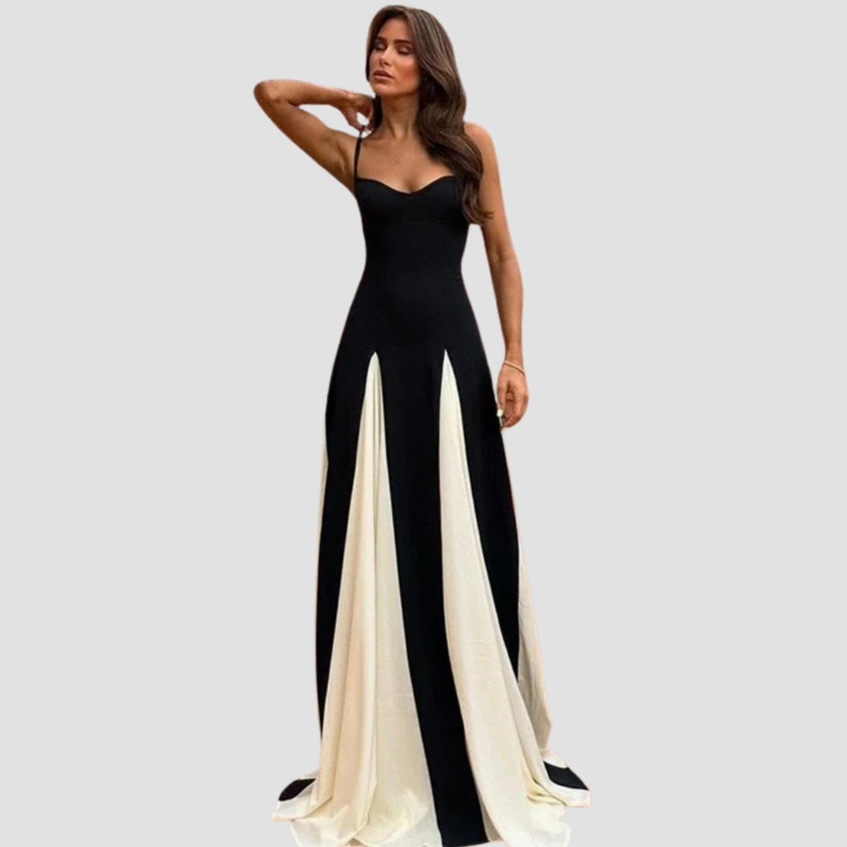 Women's Formal Maxi Gown Sweetheart Two-Tone Flared Skirt