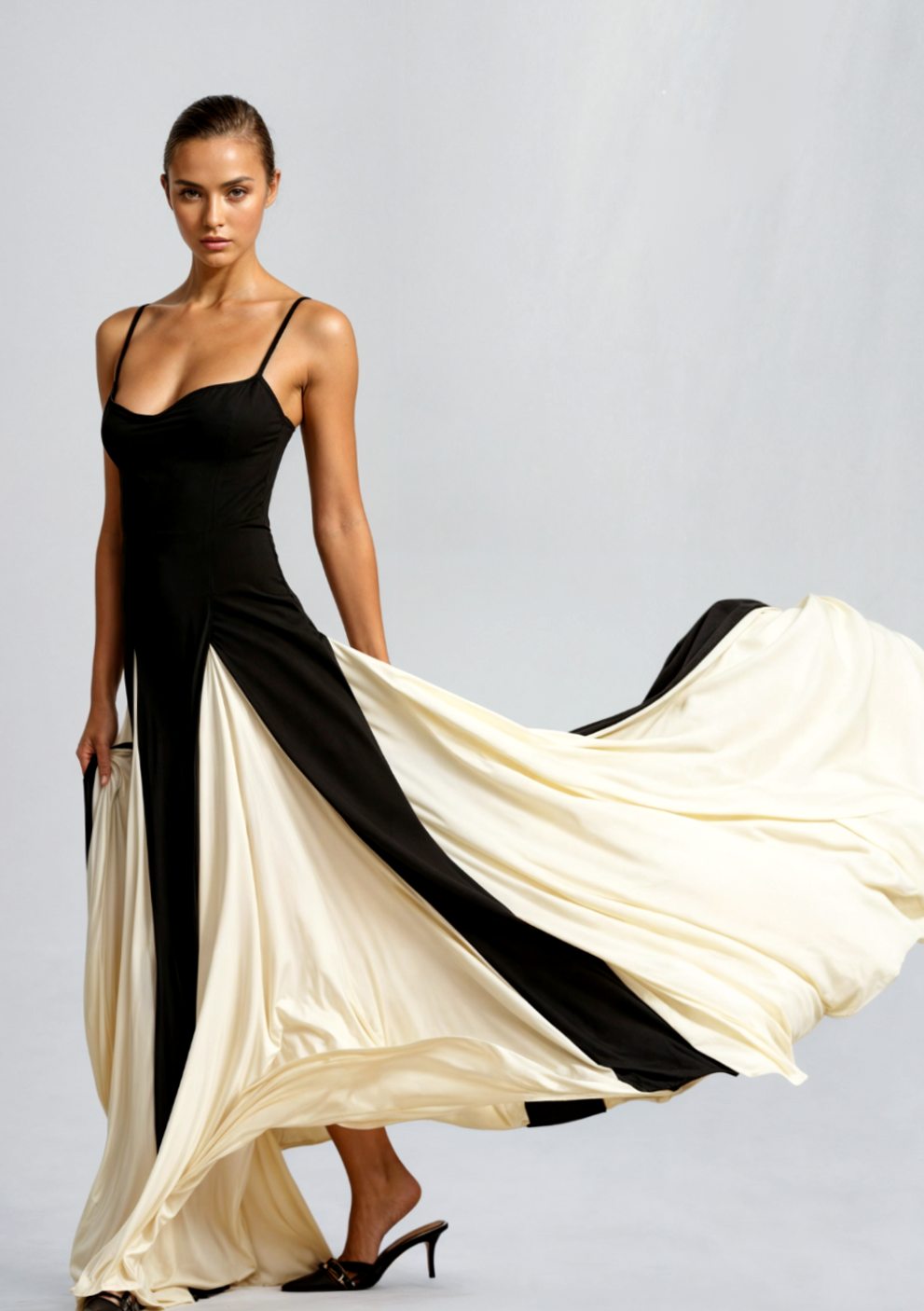 Women's Formal Maxi Gown Sweetheart Two-Tone Flared Skirt