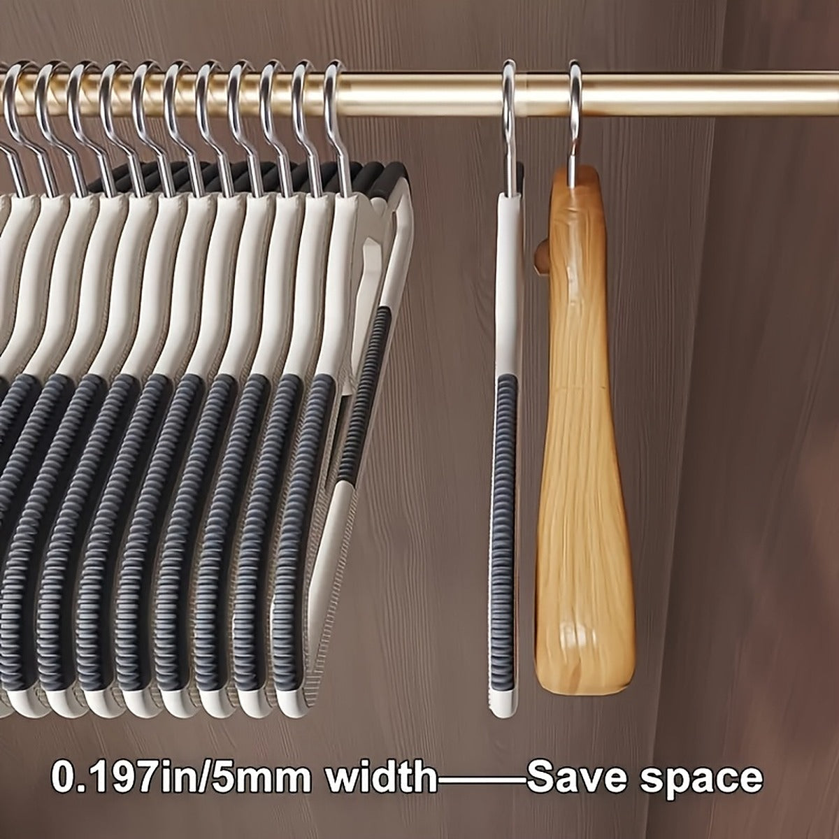 20-Pack: Slim Non-Slip Clothes Hangers with Ribbed Shoulder Grips