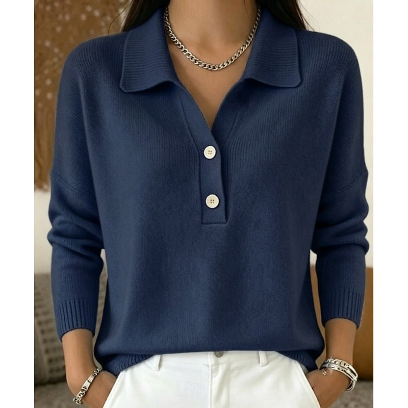 Refined Collared Button Pullover