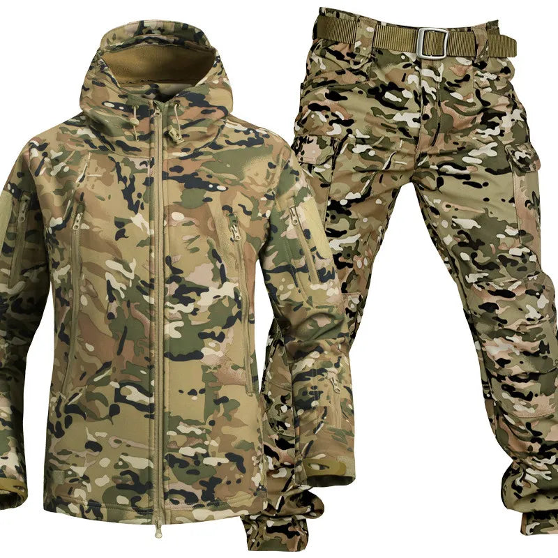 Waterproof, Windproof Outdoor Set: Jacket and Trousers with Fleece Lining