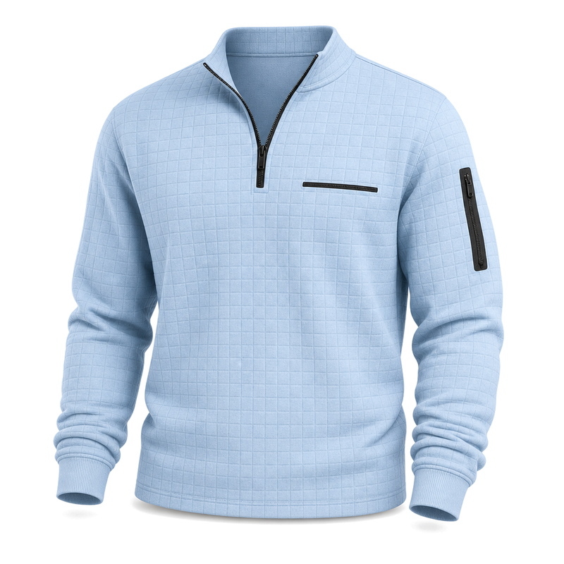 Classic Quarter Zip Textured Waffle Polo