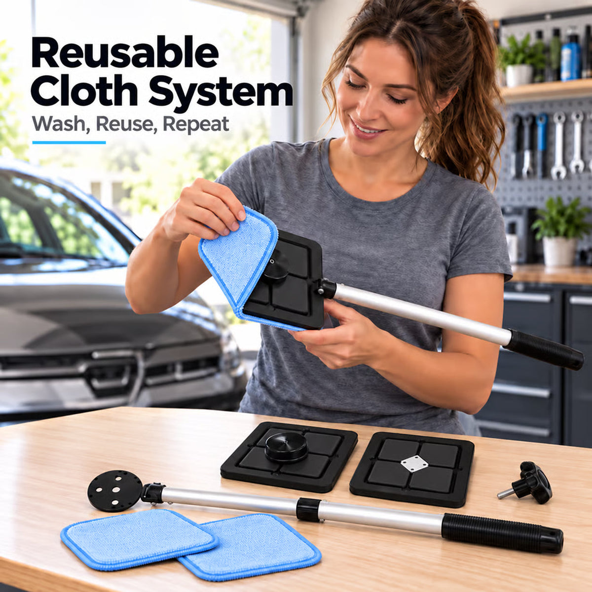 Magnetic Car Window Cleaner with Double-Sided Magnet