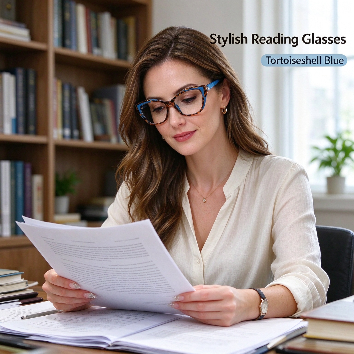 Women's Elegant Cat-Eye Metal Frame Reading Glasses
