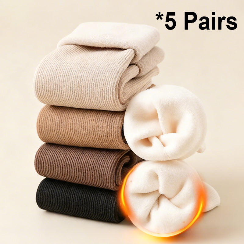 Thicker Warm Solid Color Mid-Calf Socks for Women