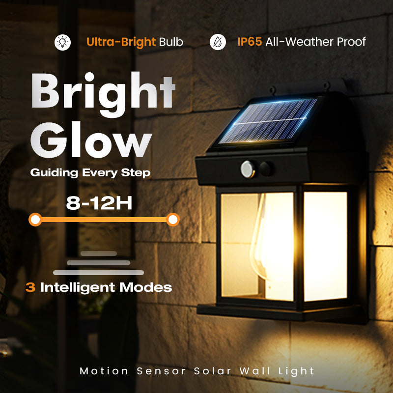 Solar Wall Light with Motion Sensor – Weatherproof, Automatic On/Off, Easy to Install for Garden and Pathways