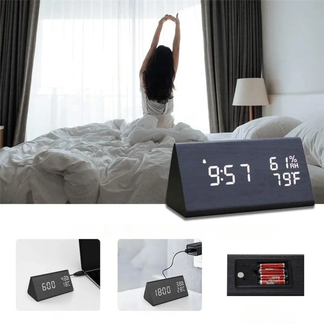 Thrives Outdoor | Lumibloom Wood Finish LED Alarm Clock