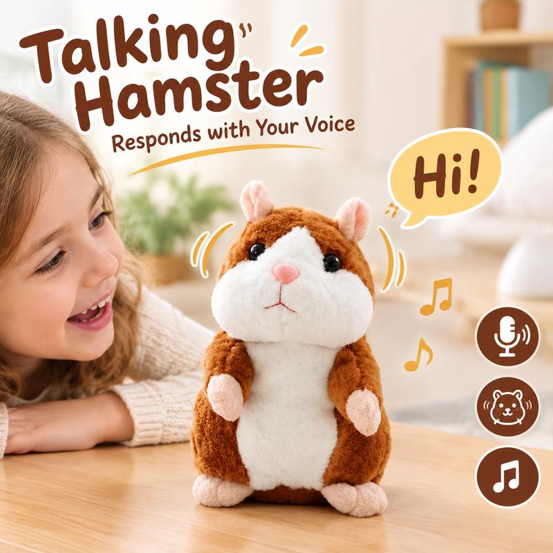 Talking Hamster Plush – Repeats Whatever You Say, Auto Head-Shaking, Hilarious Fun for Kids & Adults