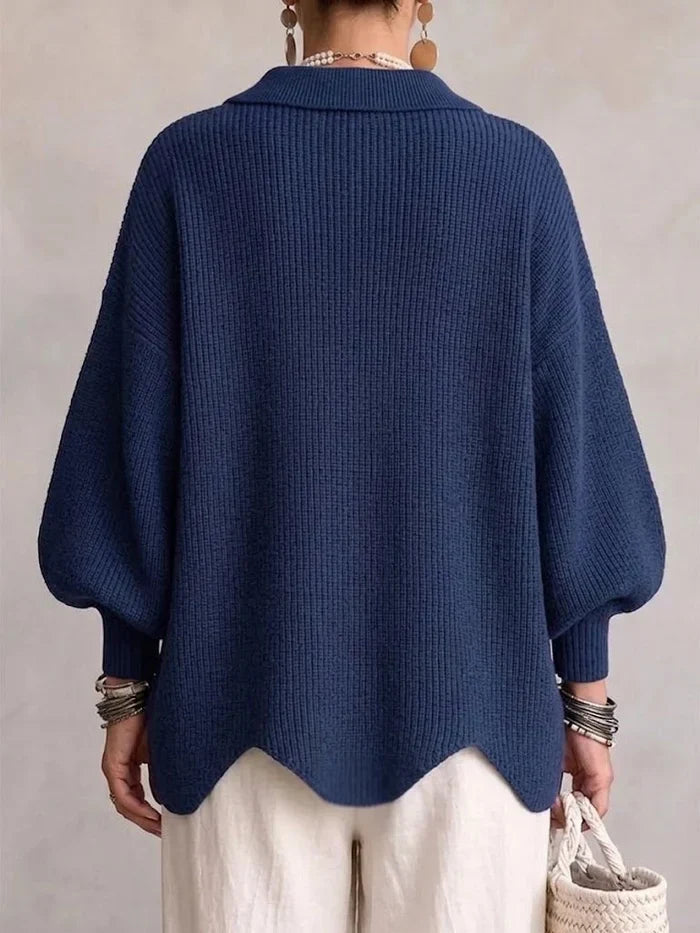 Oversized Knit Cardigan Women with Gold Buttons