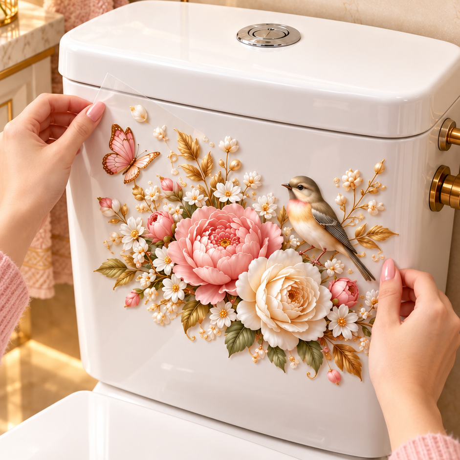 Animal & Floral Toilet Decals – 5 Charming Designs for Elegant Bathroom Decor