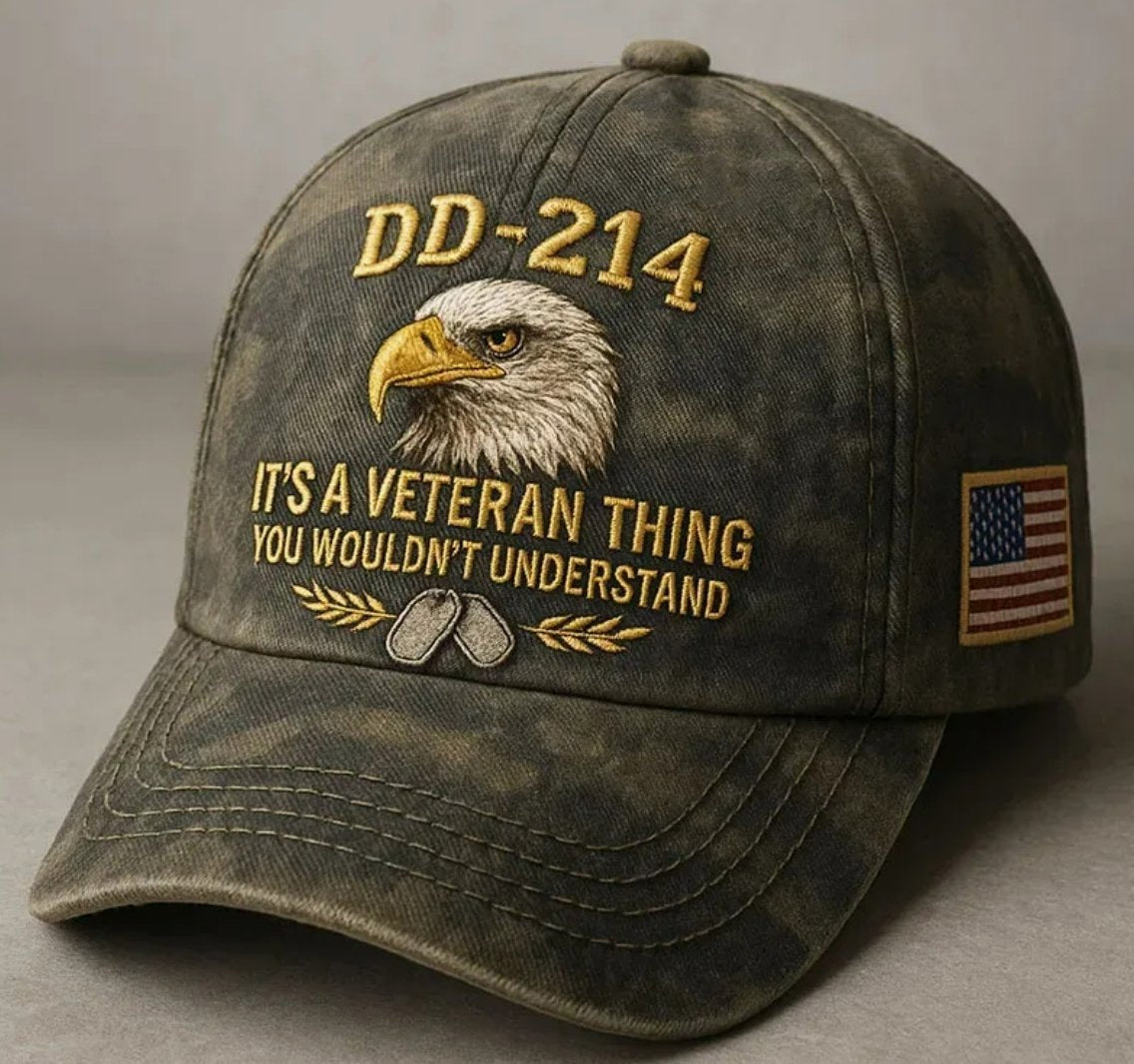 DD-214 Veteran Flat-Embroidery Cap