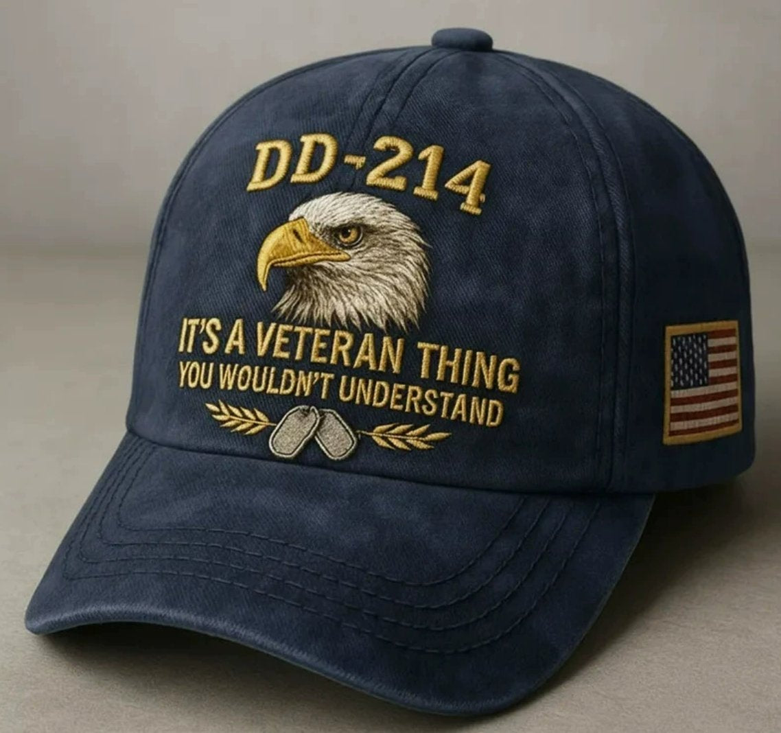 DD-214 Veteran Flat-Embroidery Cap