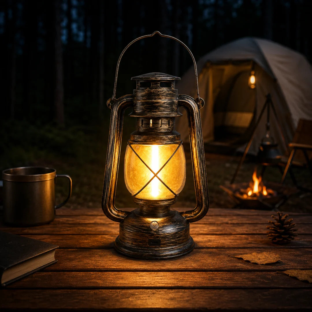 Thrives Outdoor | Flambourne Vintage-Style Rechargeable Flame-Effect Lantern
