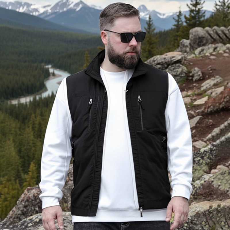 Oversized Sleeveless Men's Vest with Pockets