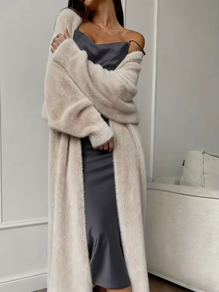 Women's Longline Faux Fur Cardigan