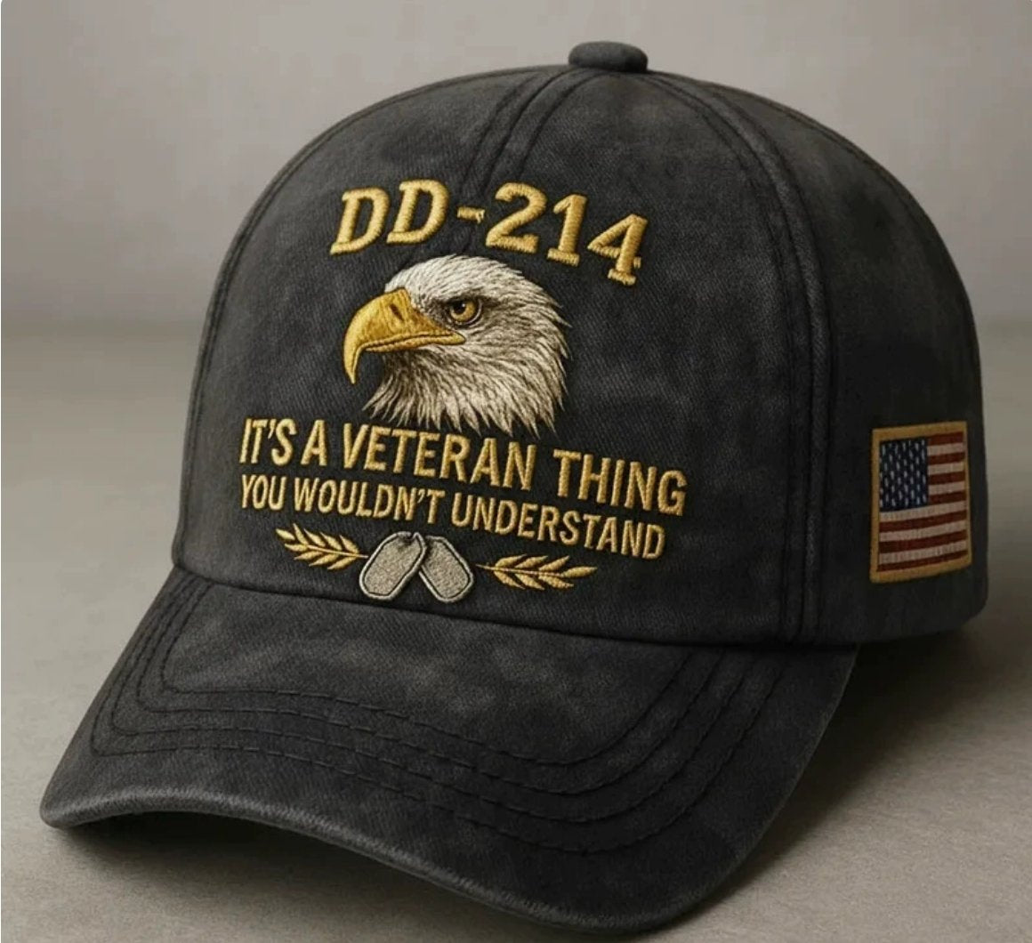 DD-214 Veteran Flat-Embroidery Cap